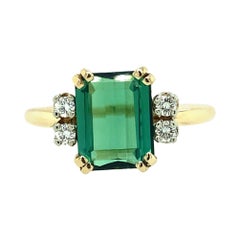 Green Tourmaline and Diamond Ring
