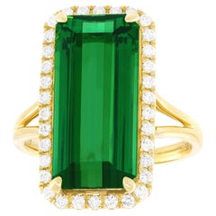 Green Tourmaline and Diamond Ring