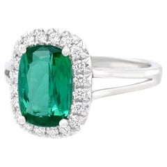 Green Tourmaline and Diamond-Set Gold Ring