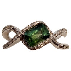 Green Tourmaline and Diamond Set Ring