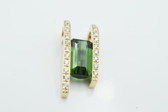 Green Tourmaline and Diamond Slider Pendant
