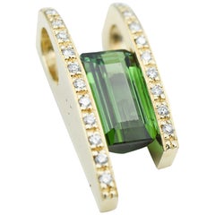 Green Tourmaline and Diamond Slider Pendant