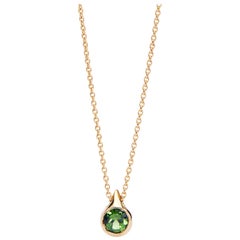 Green Tourmaline and Gold Necklace