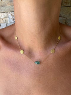 Green Tourmaline and Gold Nuggets 18K Necklace
