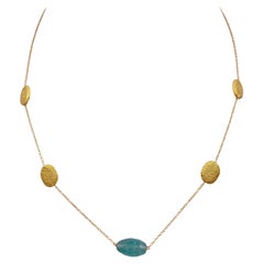Green Tourmaline and Gold Nuggets 18K Necklace
