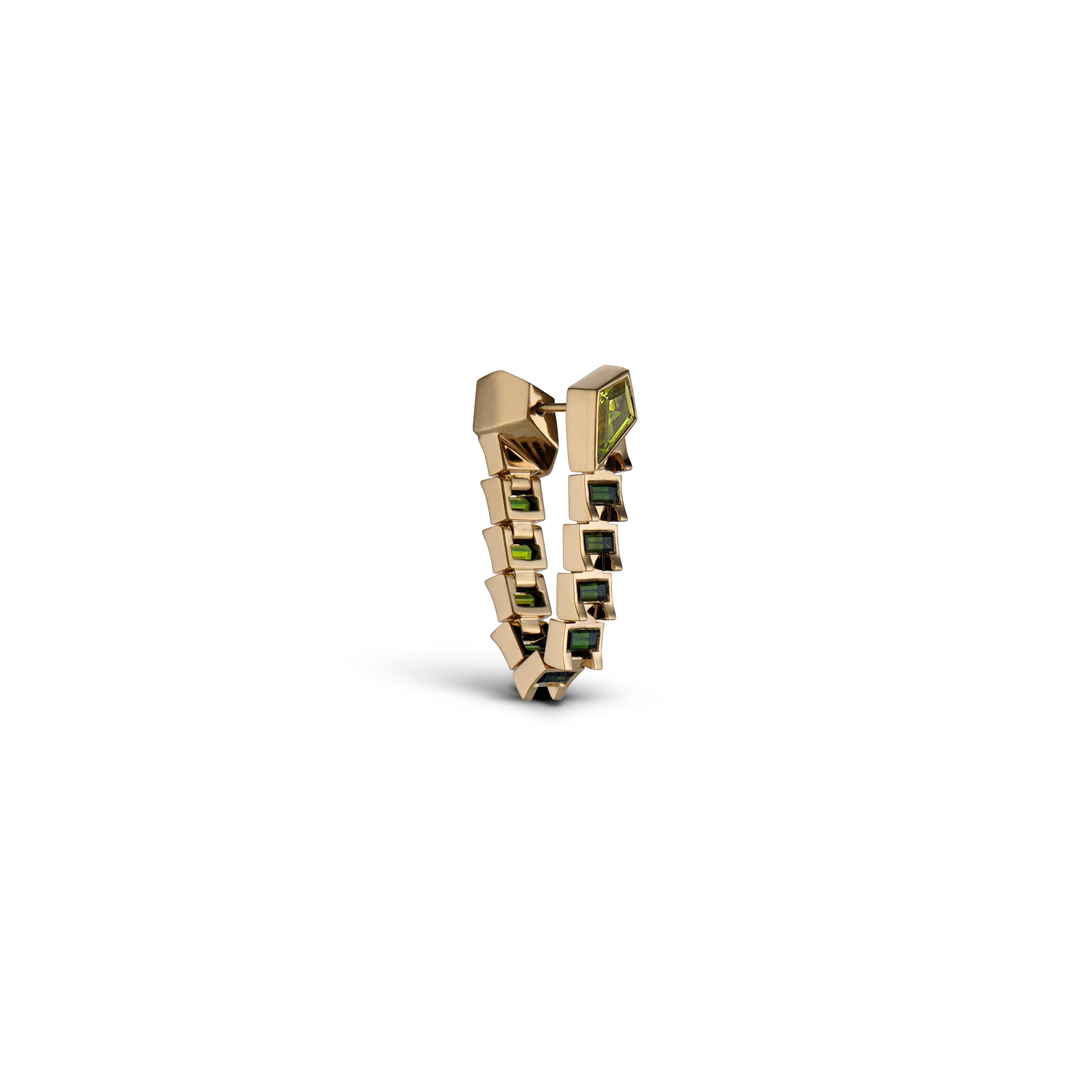 Contemporary JV Insardi Green Tourmaline and Peridot Convertible 18kt Gold Earring