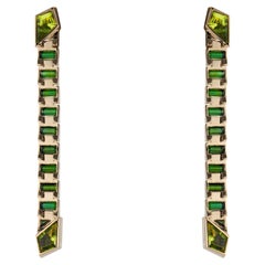 JV Insardi Green Tourmaline and Peridot Convertible 18kt Gold Earring