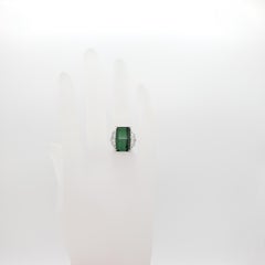 Green Tourmaline and White Diamond Cocktail Ring in Platinum