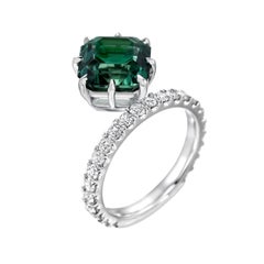 Green Tourmaline Ring 4.17 Carat