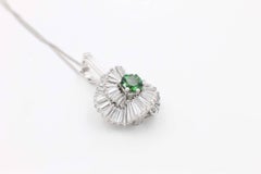 Green Tourmaline & Baguette Diamond 8.50TCW Ballerina Platinum Pendant Necklace