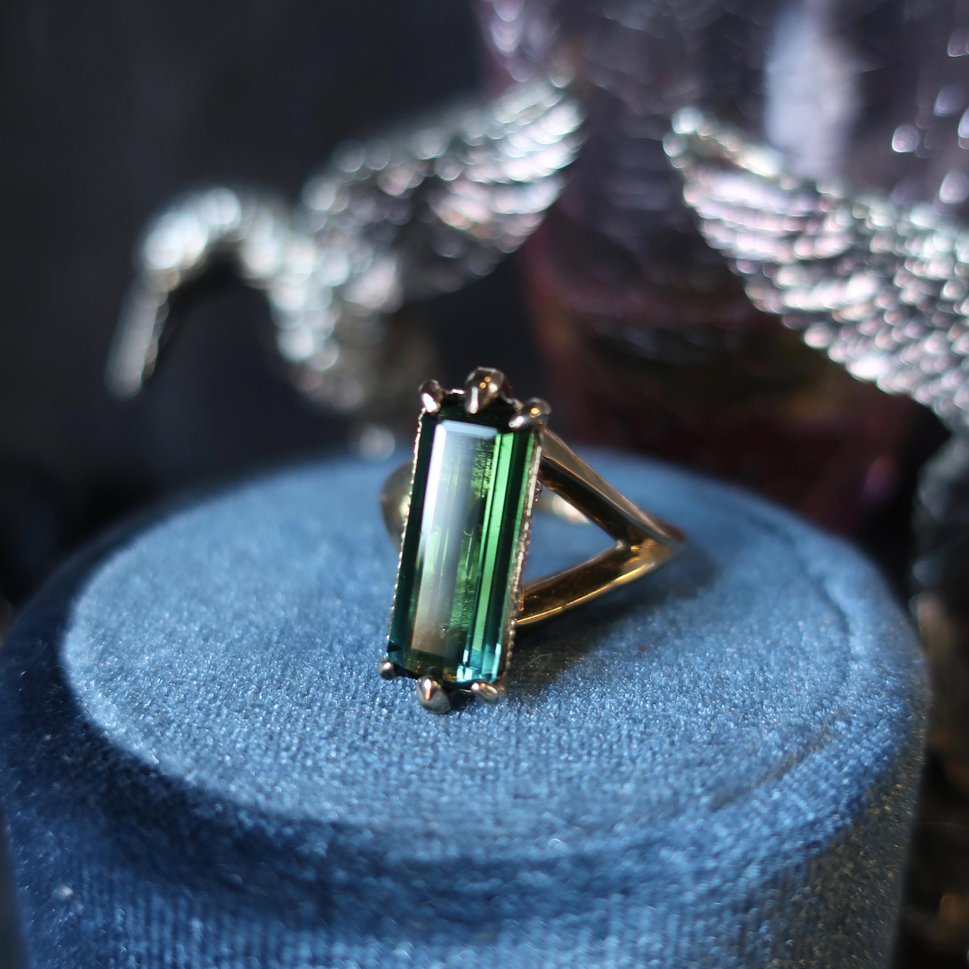 green baguette ring