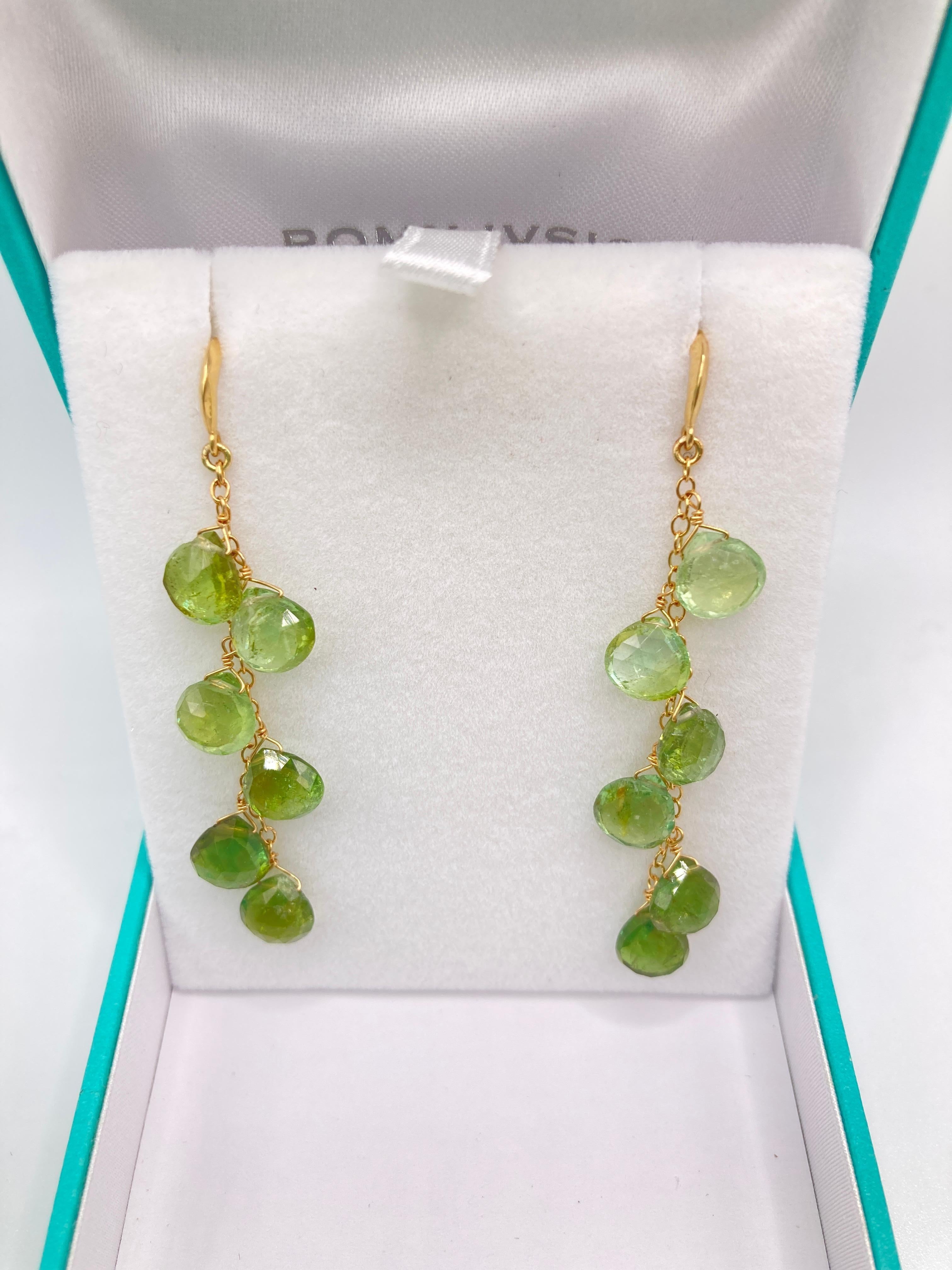 Contemporary Green Tourmaline Briolette Earrings For Sale