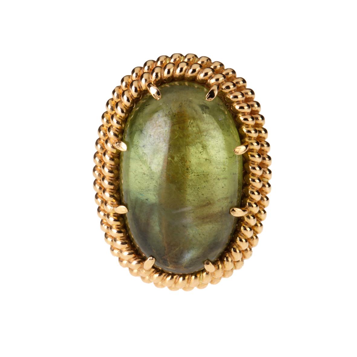 green tourmaline cabochon ring