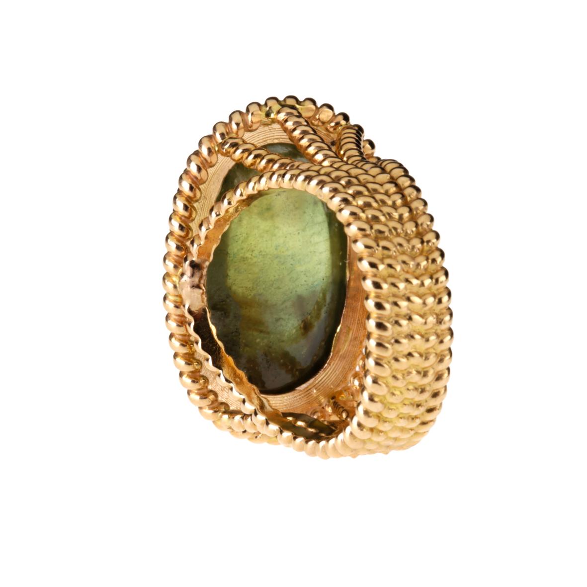 Green Tourmaline Cabochon 18 Karat Rose Gold Ring In New Condition For Sale In Milan, IT