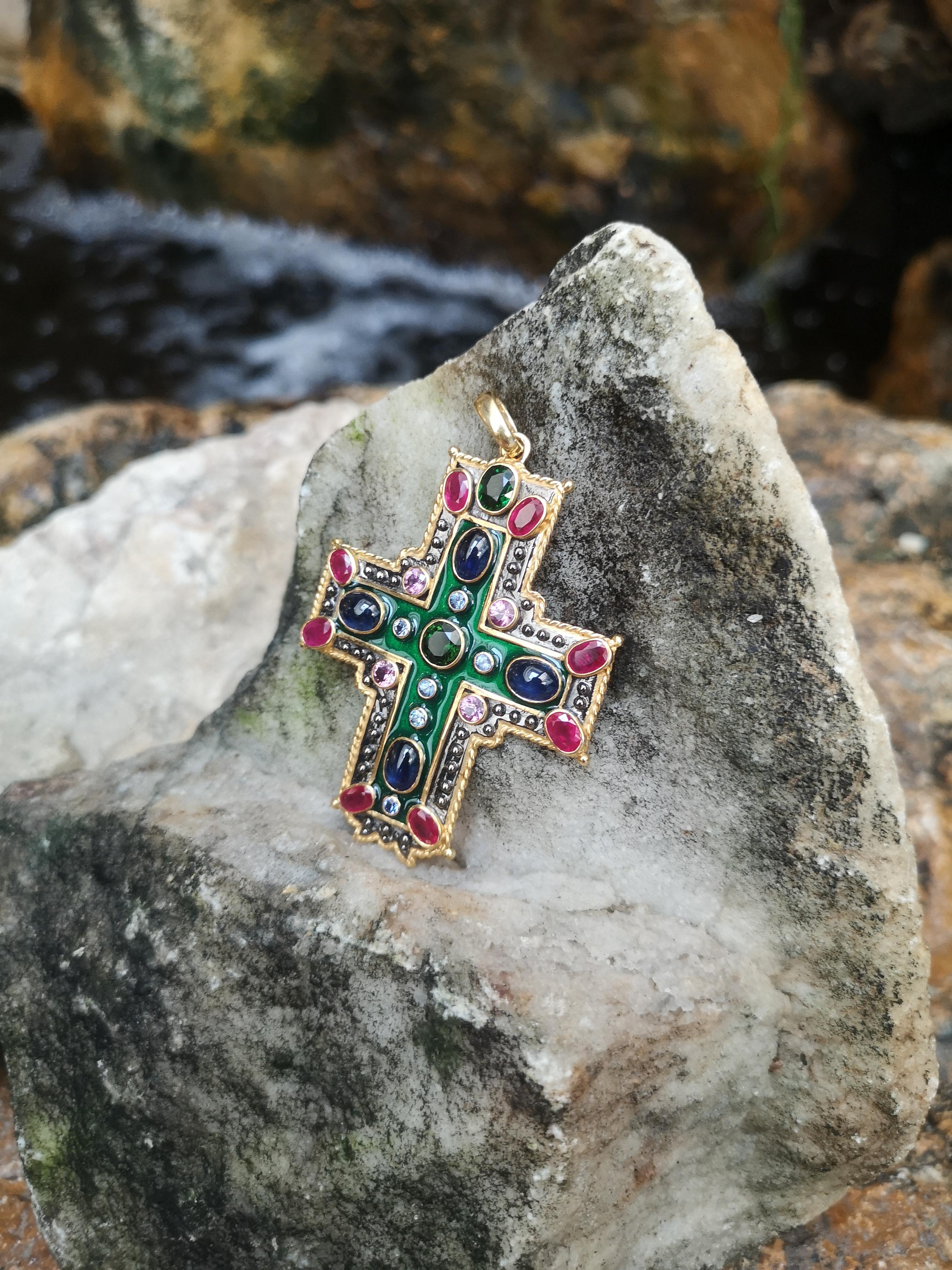gold ruby cross necklace