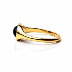 Green Tourmaline Cabochon in Yellow Gold Band Ring by Alexander Leyser