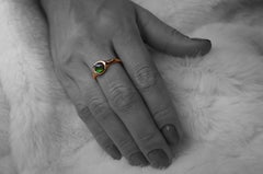 Green Tourmaline Cabochon in Yellow Gold Band Ring by Alexander Leyser