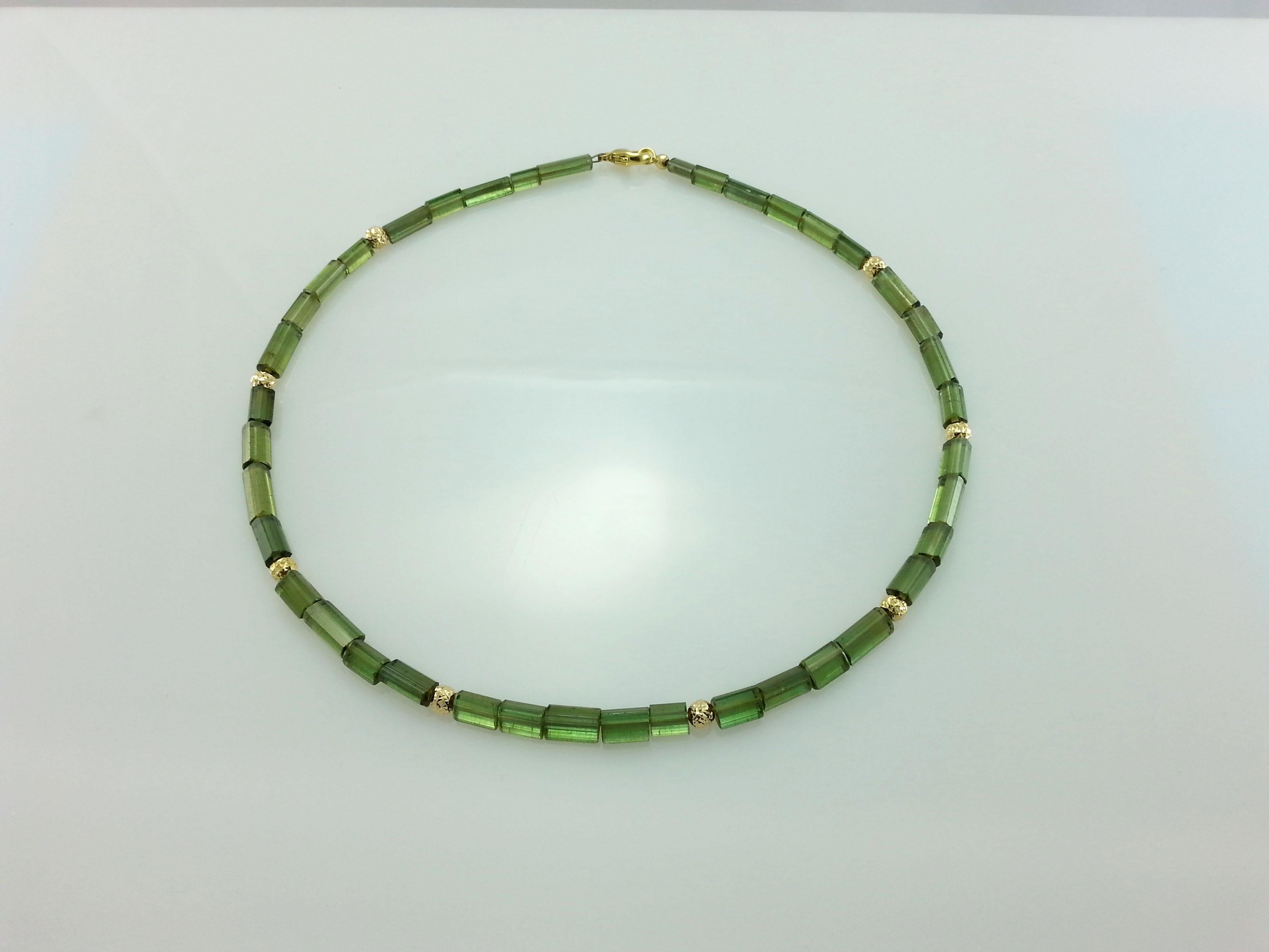 green and gold beaded necklace