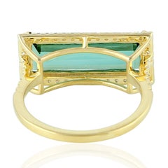 Green Tourmaline Diamond 18 Karat Gold Ring