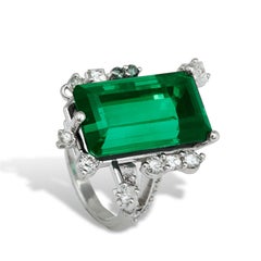 Green Tourmaline Diamond & 18K Space Age Ring