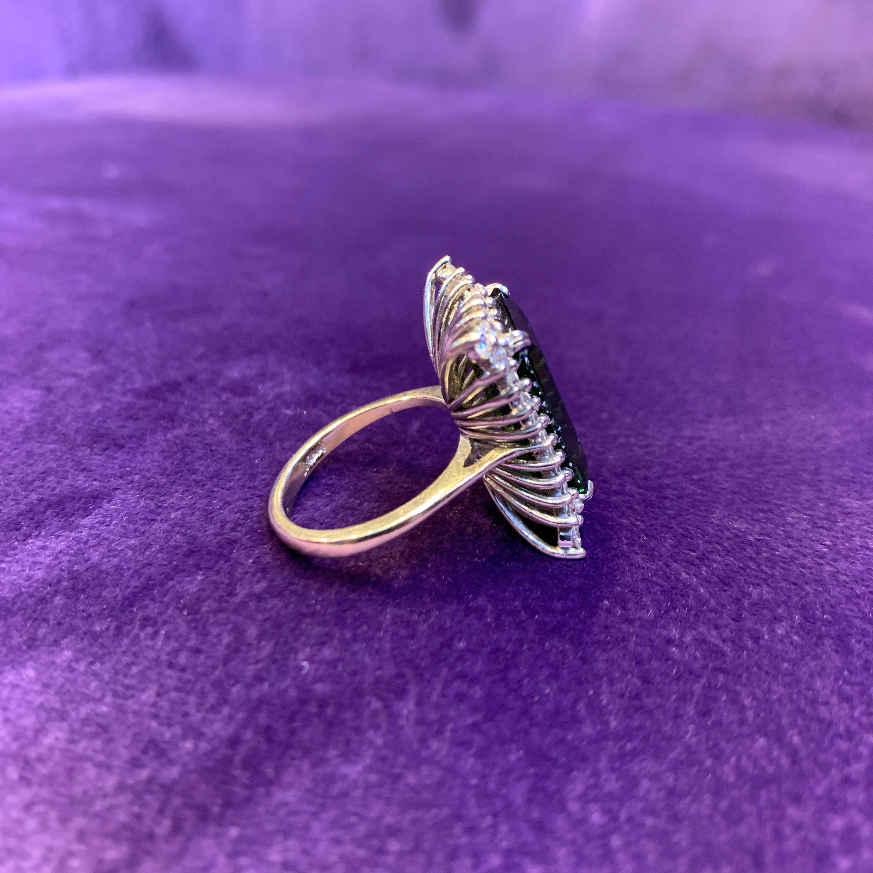 Green Tourmaline & Diamond Cocktail Ring  For Sale 3