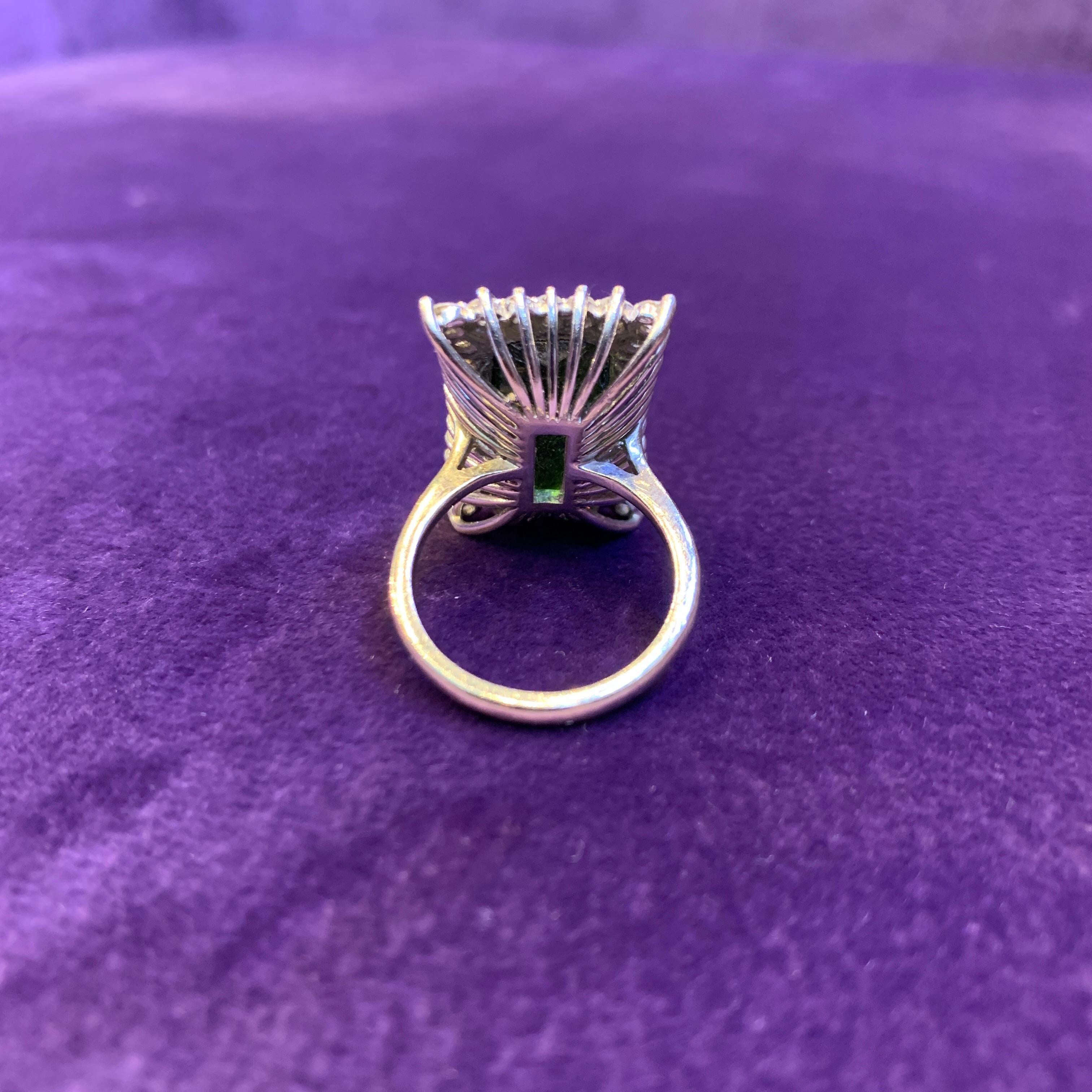 Green Tourmaline & Diamond Cocktail Ring  For Sale 4