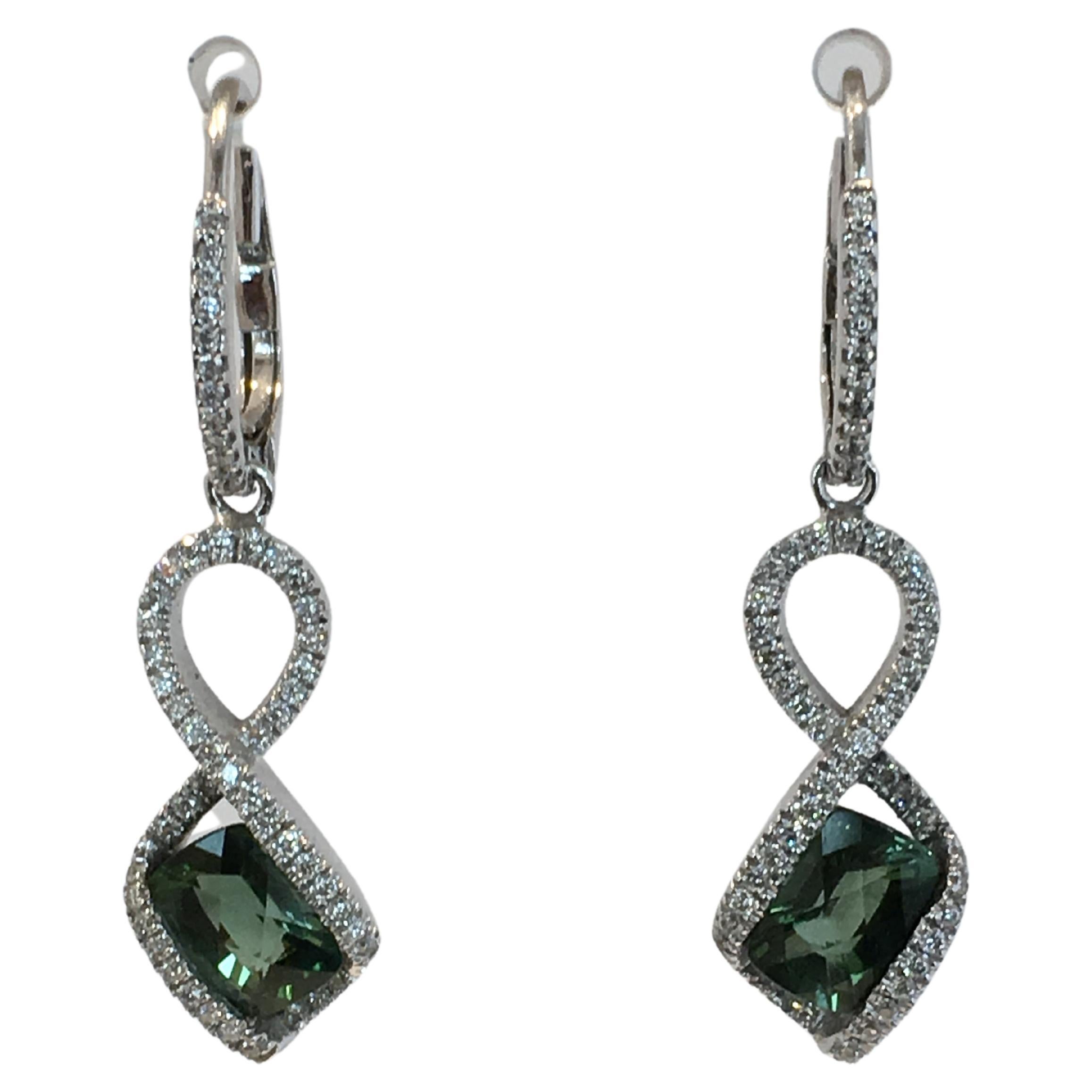 Lemon Quartz, Green Tourmaline and Diamond Earrings For Sale at 1stDibs