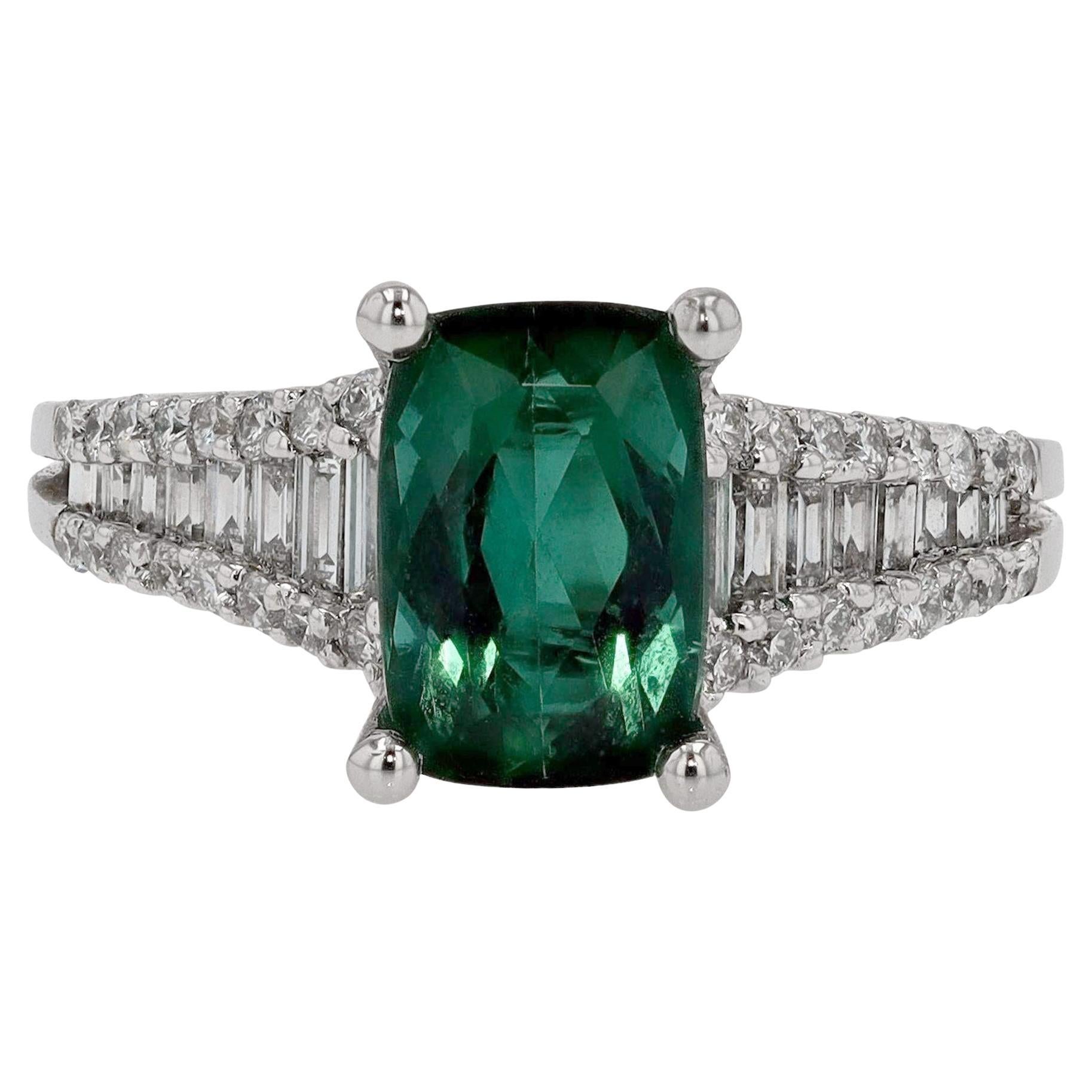 Vivid Green Tourmaline Engagement Ring Cocktail Gemstone 4 Carat