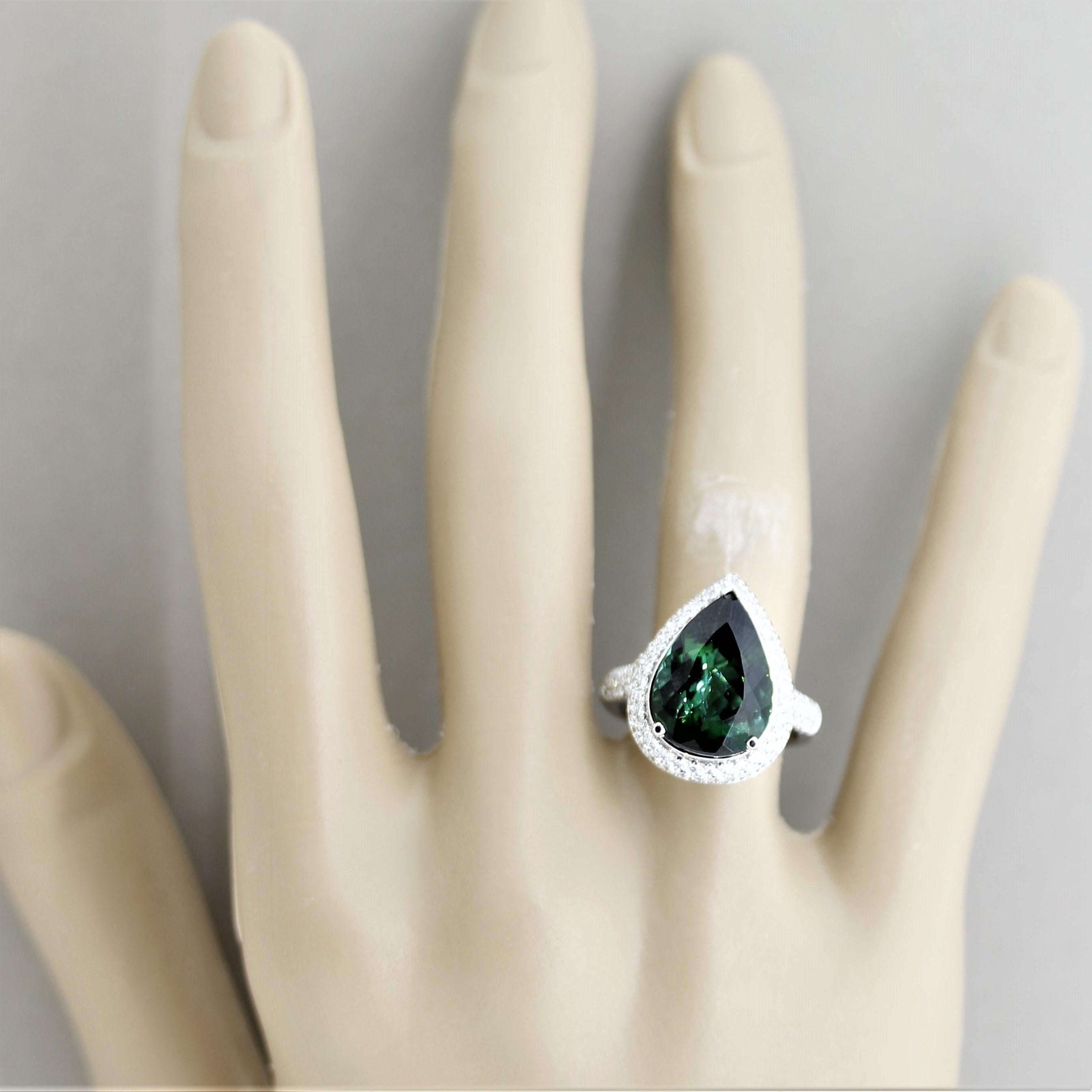 Green Tourmaline Diamond Gold Ring 5