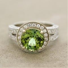 Green Tourmaline Diamond Gold Ring