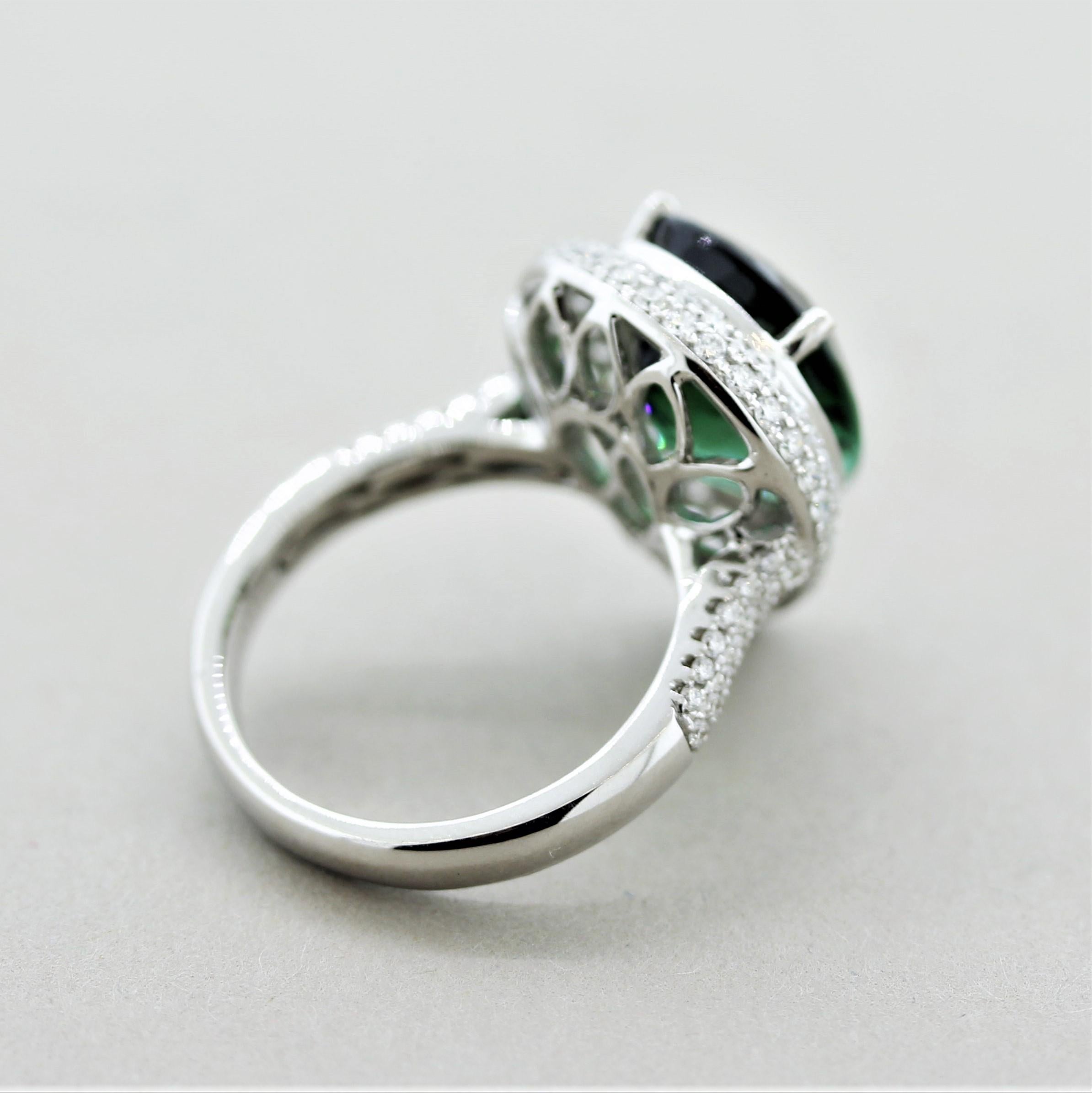 Green Tourmaline Diamond Gold Ring 2