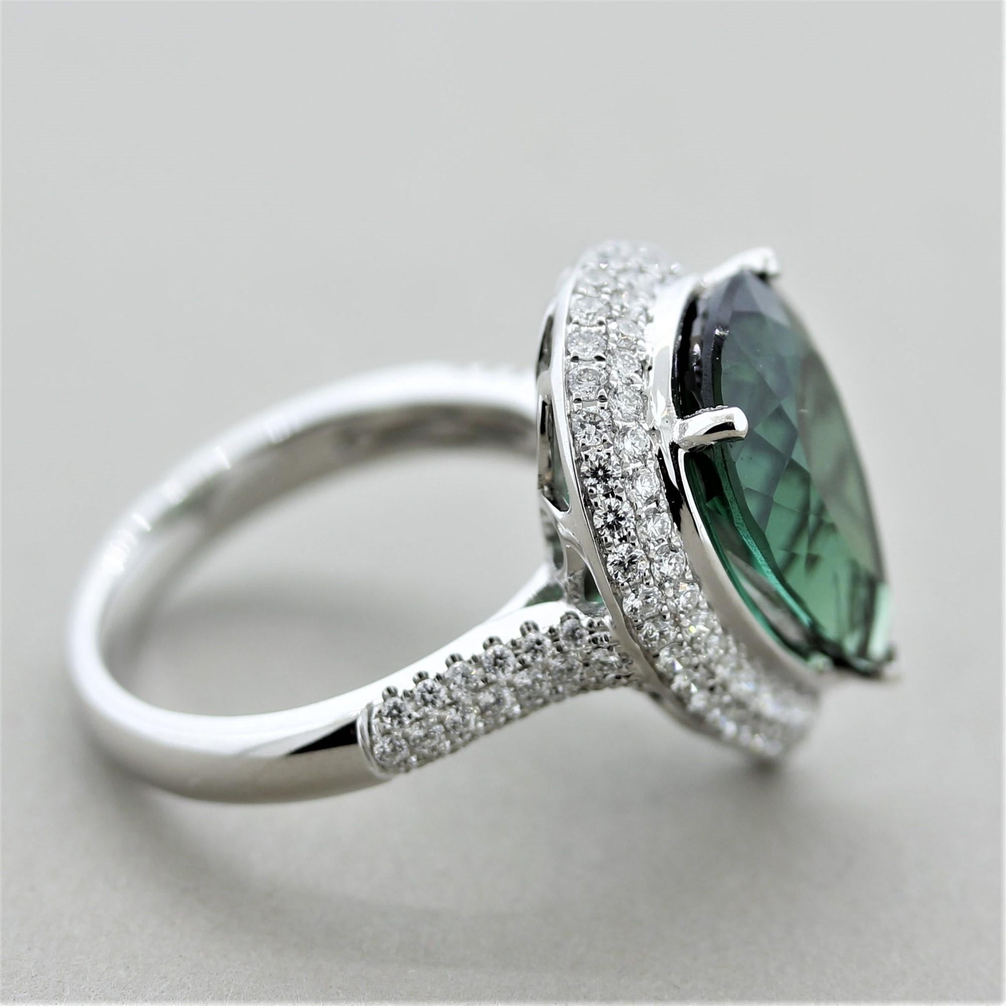 Green Tourmaline Diamond Gold Ring 3