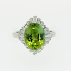 Green Tourmaline Diamond Platinum Ring