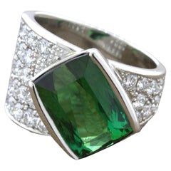 Grüner Turmalin Diamant Platin Ring