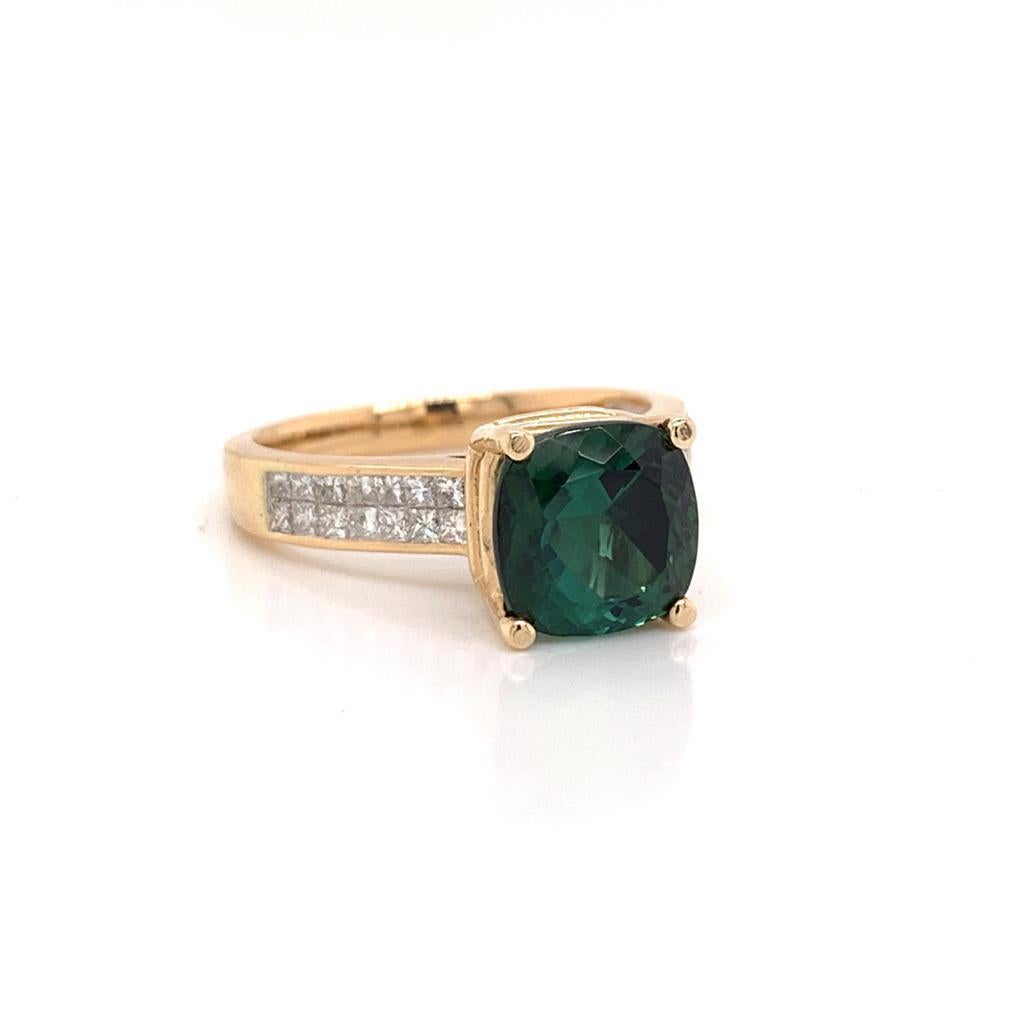Grüner Turmalin-Diamantring 14k Gelbgold 2,80 TCW zertifiziert im Angebot 11