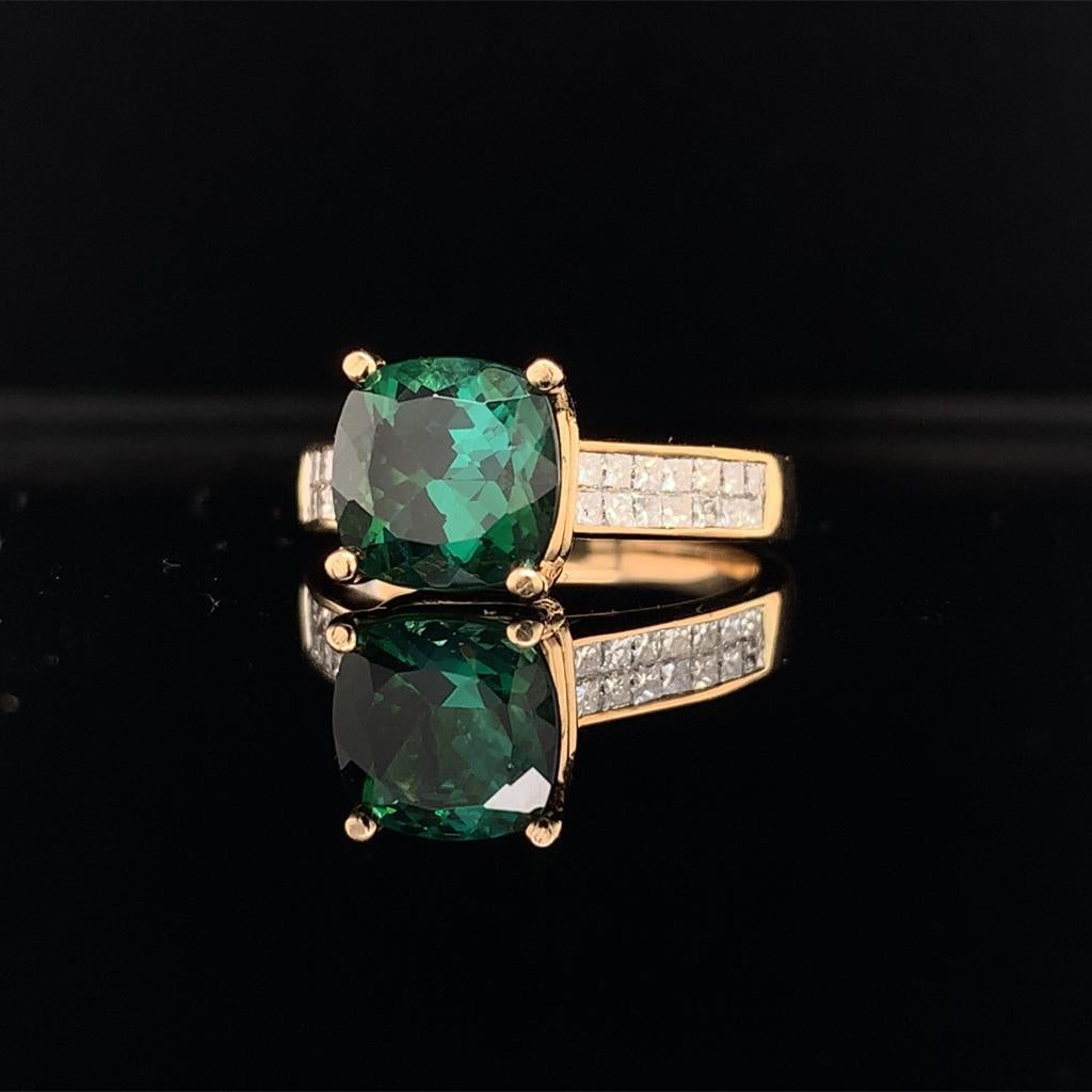 Grüner Turmalin-Diamantring 14k Gelbgold 2,80 TCW zertifiziert im Angebot 12