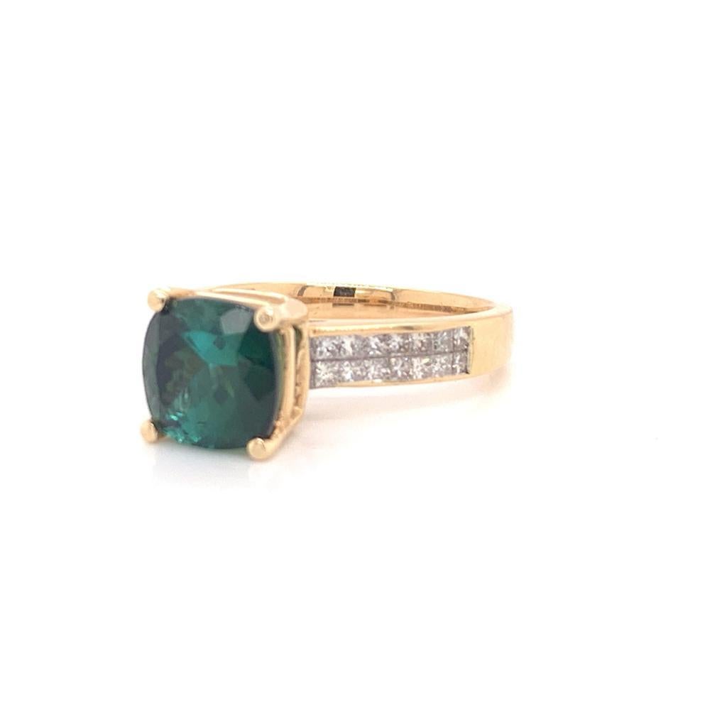 Grüner Turmalin-Diamantring 14k Gelbgold 2,80 TCW zertifiziert im Angebot 1