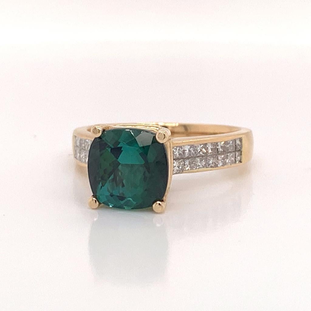 Grüner Turmalin-Diamantring 14k Gelbgold 2,80 TCW zertifiziert im Angebot 6