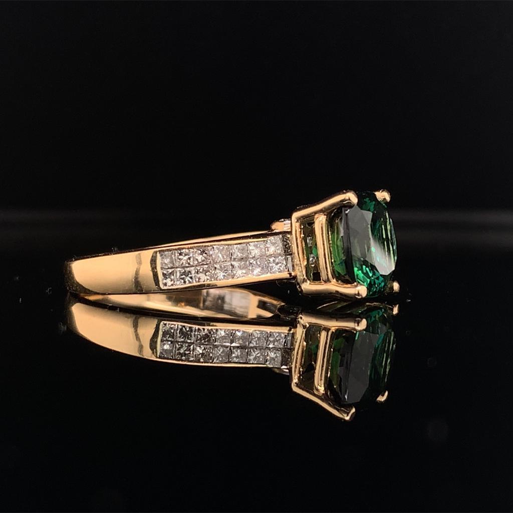 Grüner Turmalin-Diamantring 14k Gelbgold 2,80 TCW zertifiziert im Angebot 7