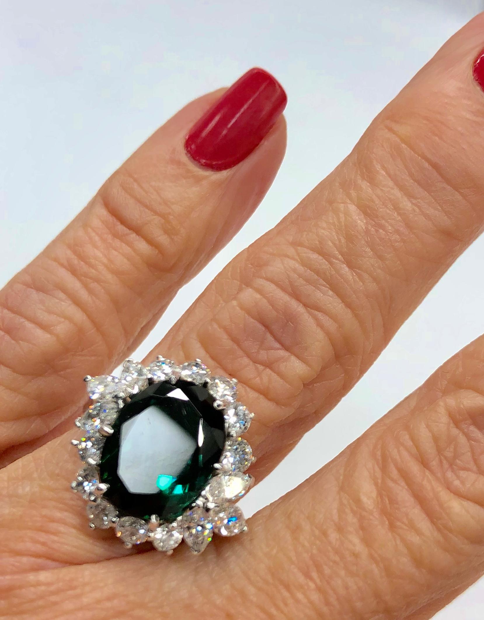 Green Tourmaline Diamond Ring 2