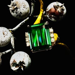 GREEN TOURMALINE & DIAMONDS Platinum Statement Ring