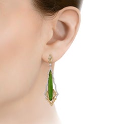 Green Tourmaline Earrings, 14.16 Carats