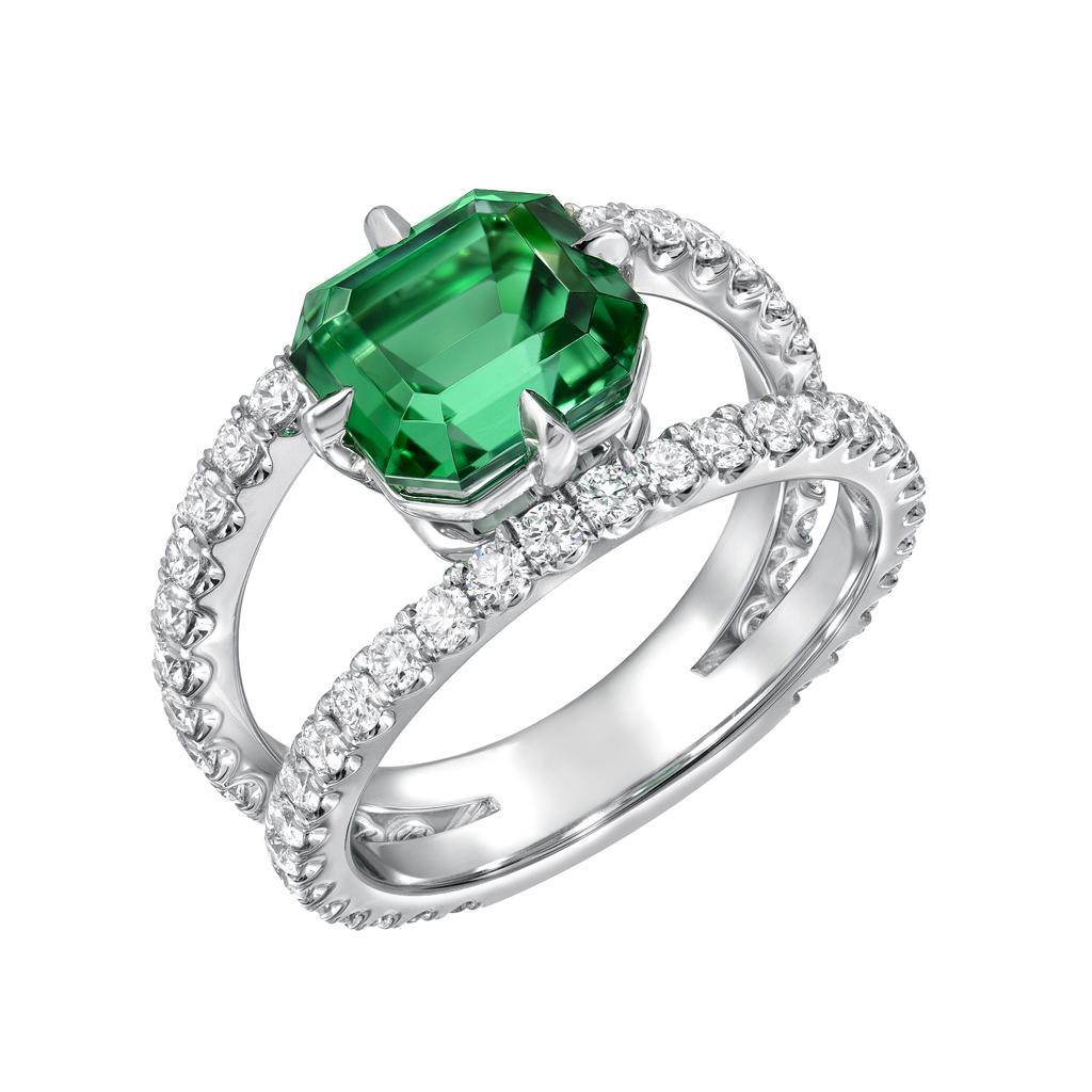 emerald cut green tourmaline ring