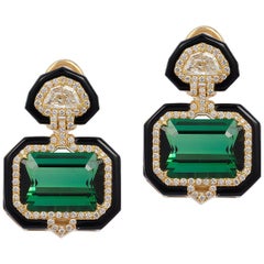 Goshwara Emerald Cut Green Tourmaline And Diamond Earrings Goshwara Emerald Cut Green Tourmaline And Diamond Earrings