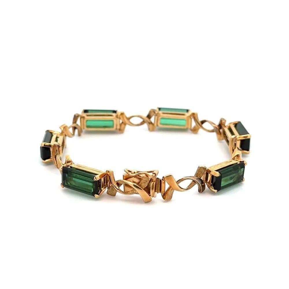 Turmalina verde Pulsera vintage de oro X Link Show Stopper en Excelente estado para la venta en Montreal, QC