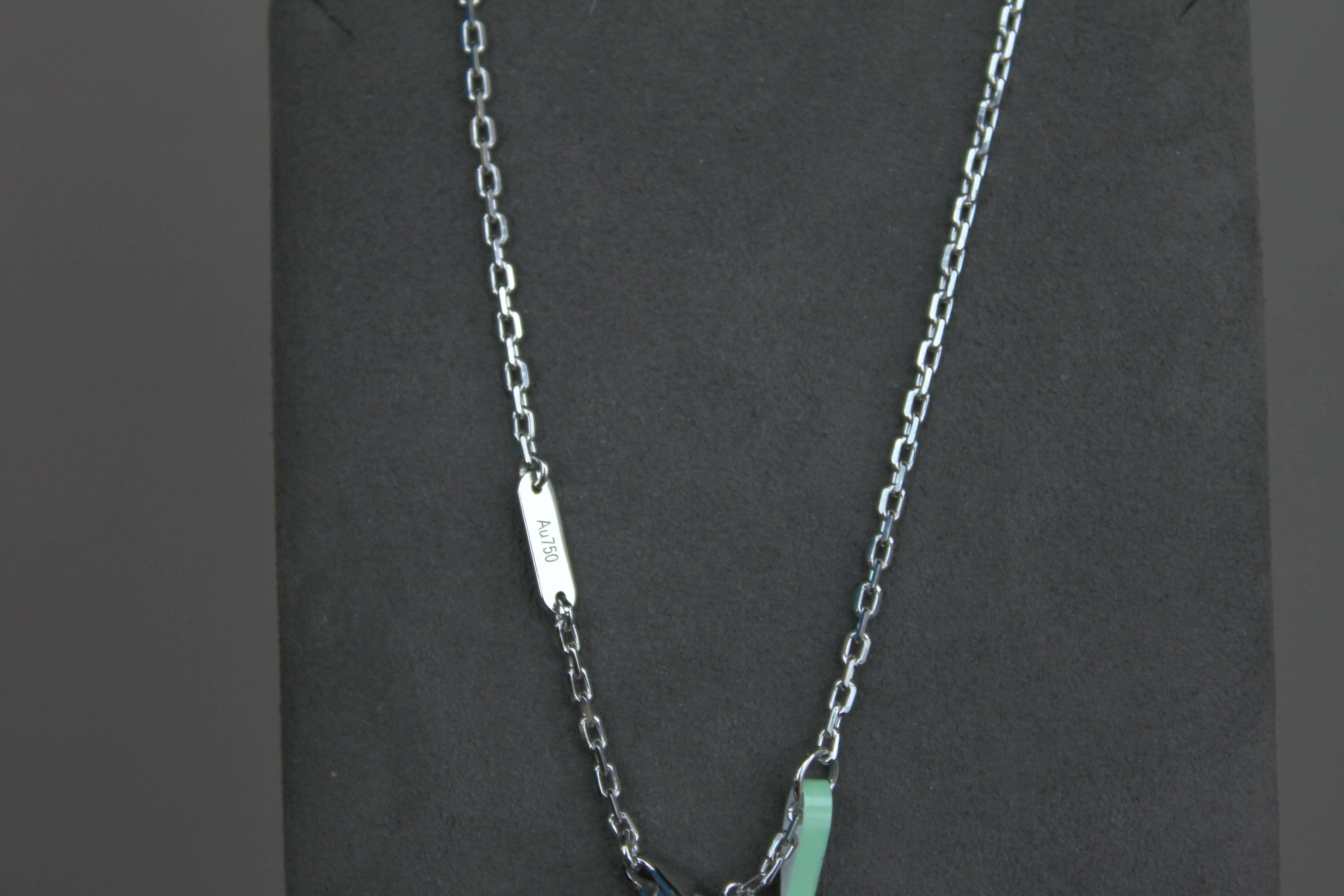 Green Tourmaline Heart Shape Cut Diamond Halo 18K White Gold Pendant Necklace For Sale 8