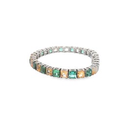 Green Tourmaline & Imperial Topaz 18K White Gold Line Bracelet