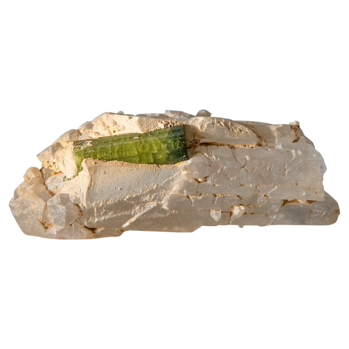 Green Tourmaline in Quartz from Paraiba Mine, Sao Jose Da Batalha, Brazil