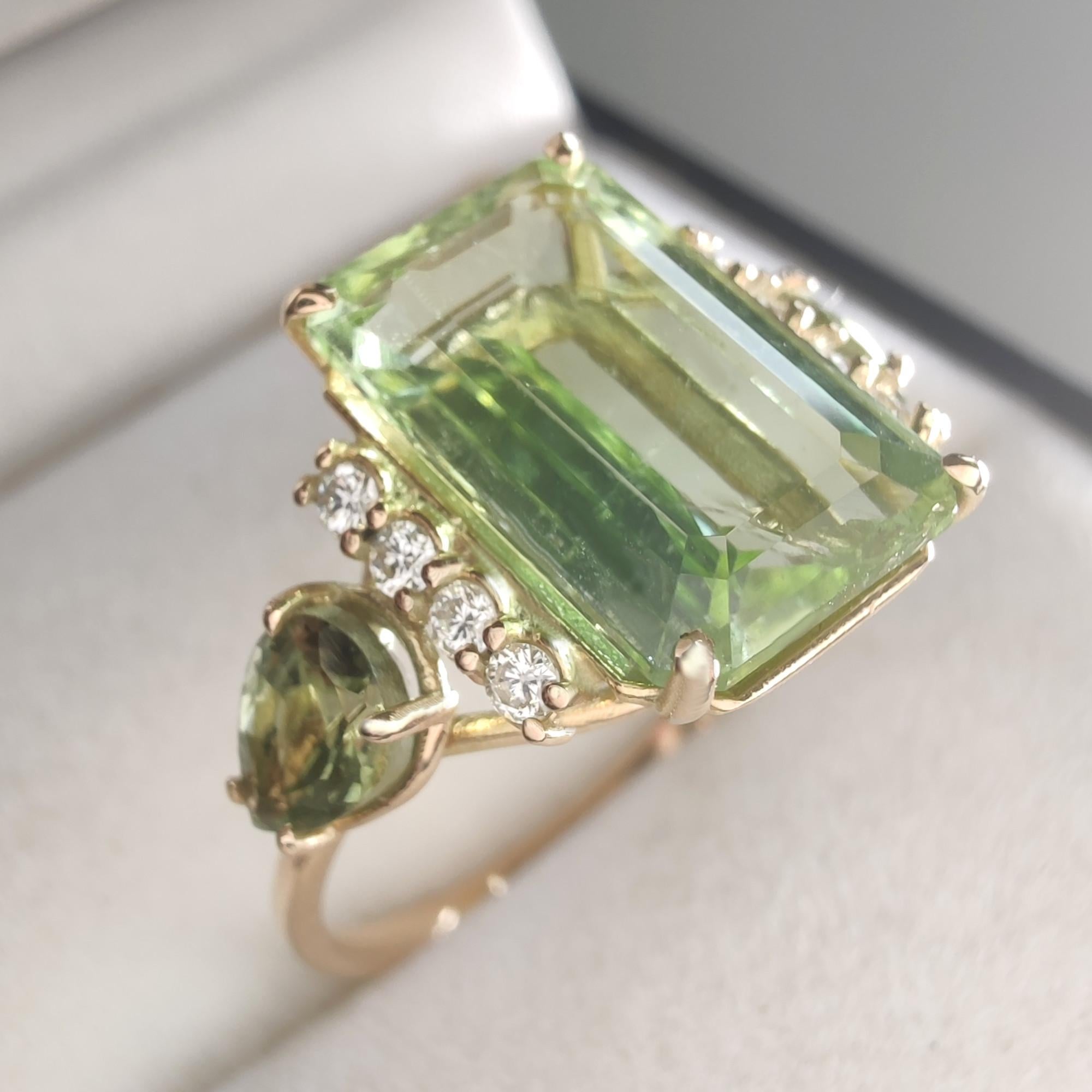 Women's Green Tourmaline Libra Birthstone Diamond Ring 50% Off - Jewelry Gift Women For Sale