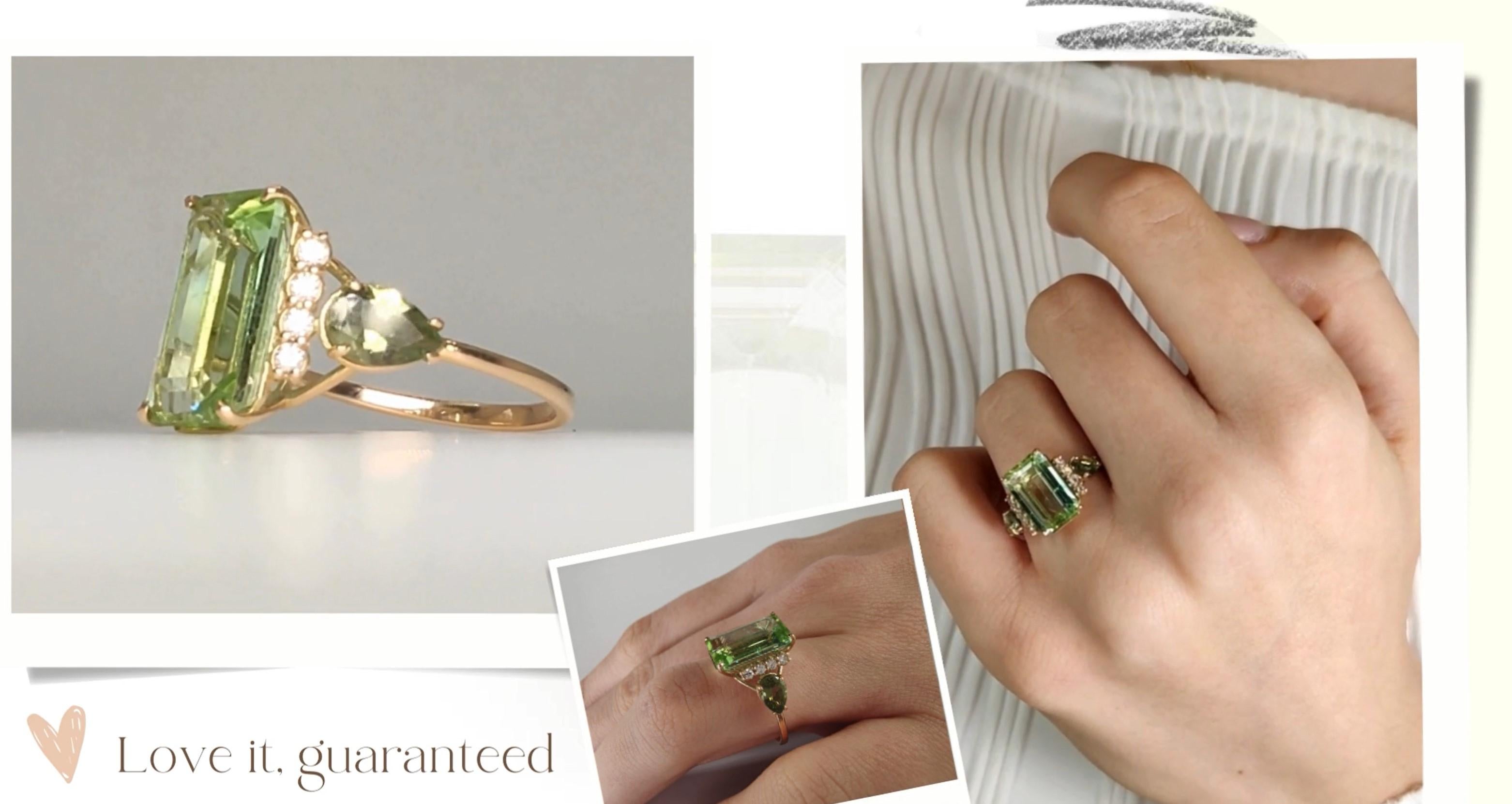 Green Tourmaline Libra Birthstone Diamond Ring 50% Off - Jewelry Gift Women For Sale 1